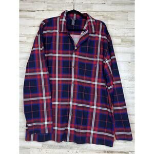 Nautica Sleepwear Men’s XL Red Blue Plaid Flannel Pajama Shirt Long Sleeve NWT
